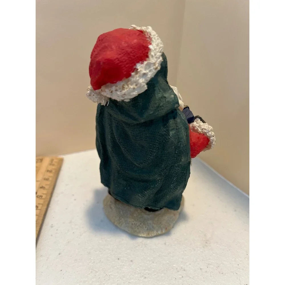 Vintage Style Santa Claus Figurine Holding Gift and Toy Bag Christmas Decor 4.5